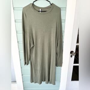 Rachel pally olive green oversized dress fall drop shoulder knee length modest